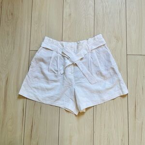LOFT Linen Blend White Shorts with Tie Belt Medium Size